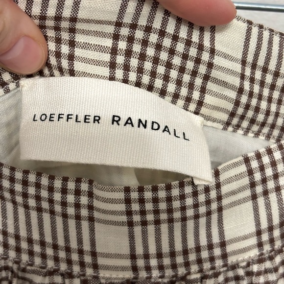 Loeffler Randall Linen Cotton Chocolate Brown Plaid Skit Set - Size L - Picture 12 of 15